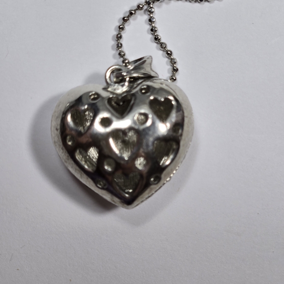 Sparkling Silver Tone Pave Crystal Heart Necklace - Picture 5 of 10